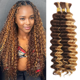 MOTFIN Human Boho Braiding Hair 14 Inch curly wave bundle front view