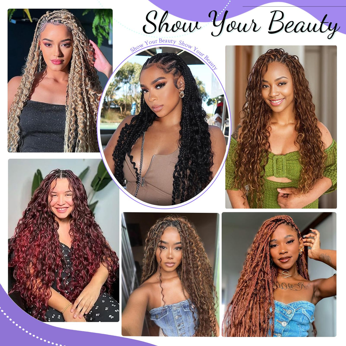 MOTFIN Human Boho Braiding Hair 14 Inch curly wave bundle in various colours