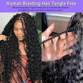 MOTFIN Human Boho Braiding Hair 14 Inch curly wave bundle packaging