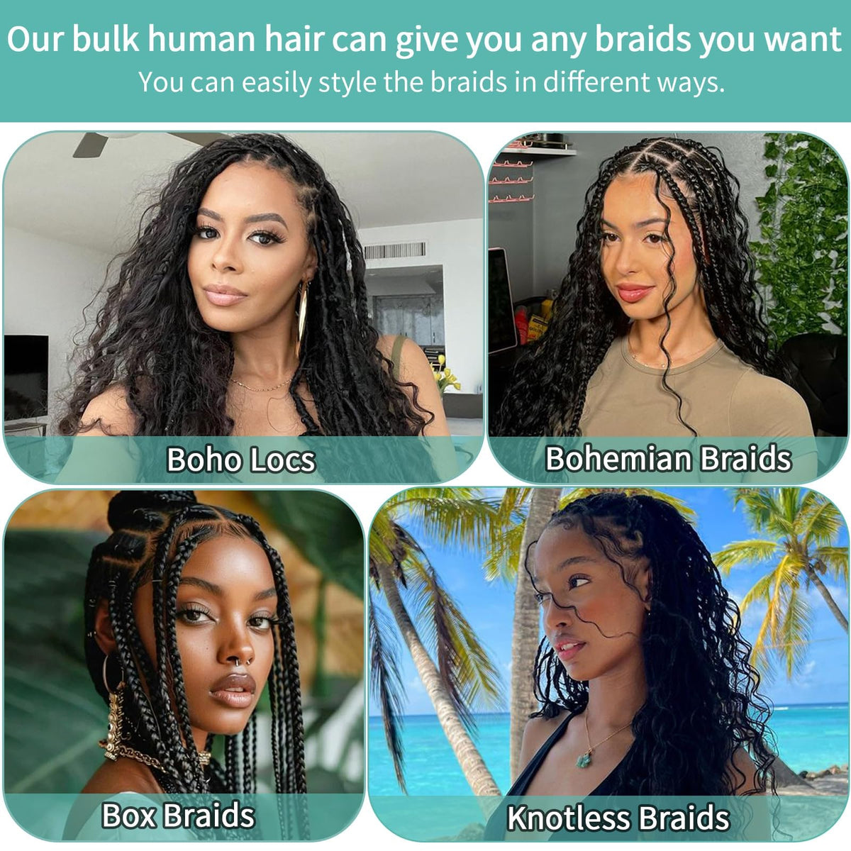 MOTFIN Human Braiding Hair 14 Inch Curly Wave close-up of texture