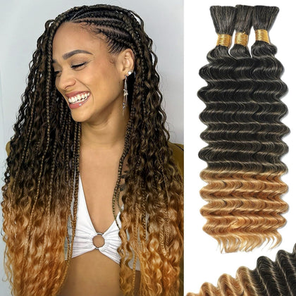 MOTFIN Human Braiding Hair 14 Inch Curly Wave front view