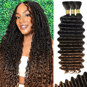 MOTFIN Human Braiding Hair 14 Inch Curly Wave front view
