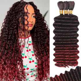 MOTFIN Human Braiding Hair 16 Inch curly wave front view