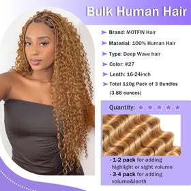 MOTFIN Human Braiding Hair 16 Inch Curly Wave lifestyle scene