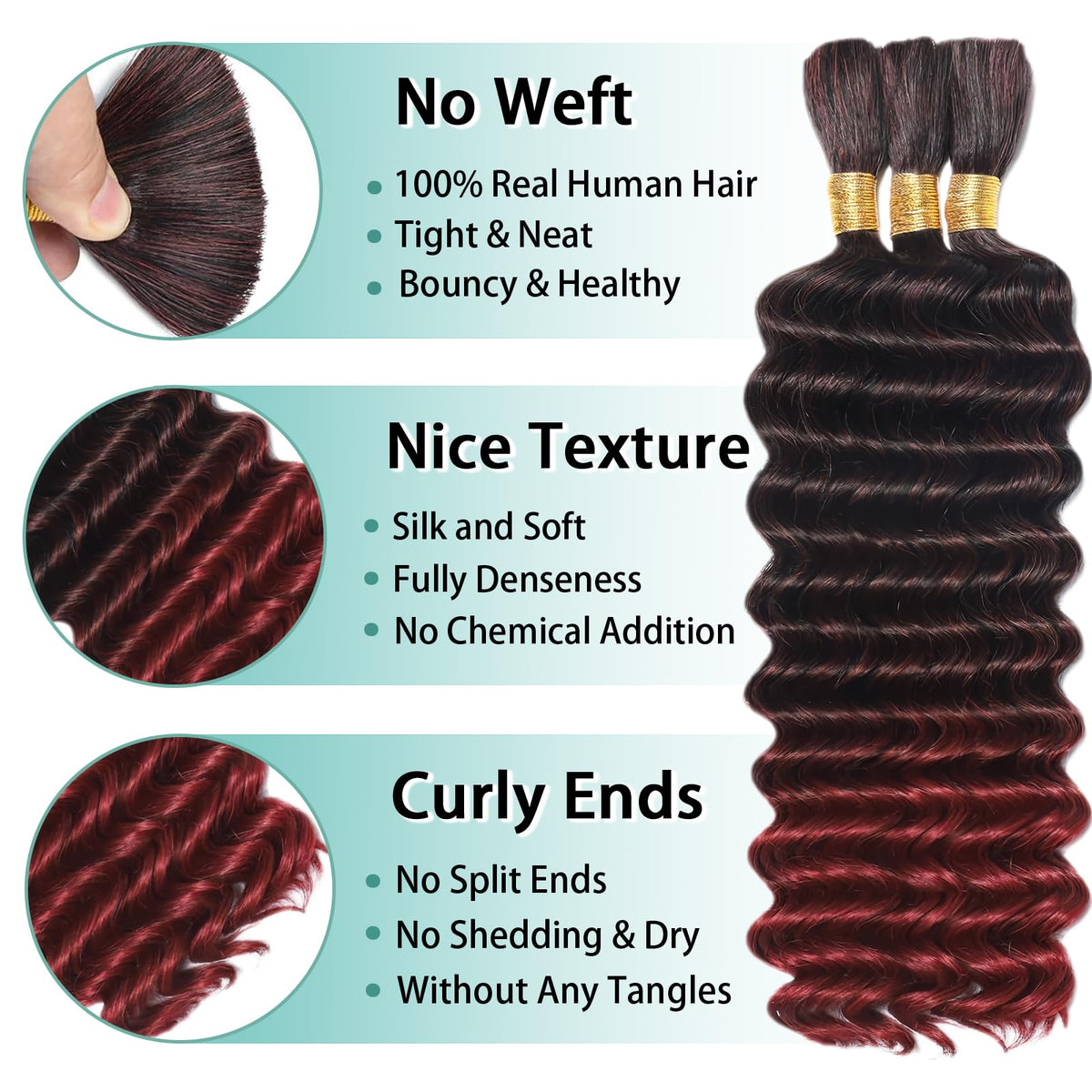 MOTFIN Human Braiding Hair 16 Inch curly wave pack