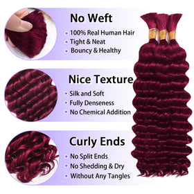 MOTFIN Human Braiding Hair 16 Inch Curly Wave side view