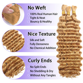 MOTFIN Human Braiding Hair 16 Inch Curly Wave side view
