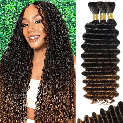 MOTFIN Human Braiding Hair 18 Inch Curly Wave front view