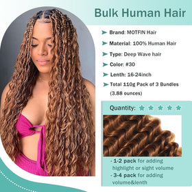 MOTFIN Human Braiding Hair 18 Inch Curly Wave styled in braids