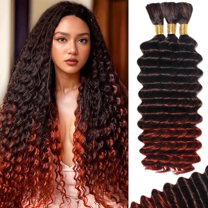 MOTFIN Human Braiding Hair 20 Inch Curly Wave Bulk Bundle front view