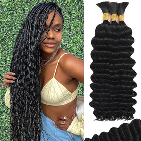 MOTFIN Human Braiding Hair 20 Inch Curly Wave Bundle front view