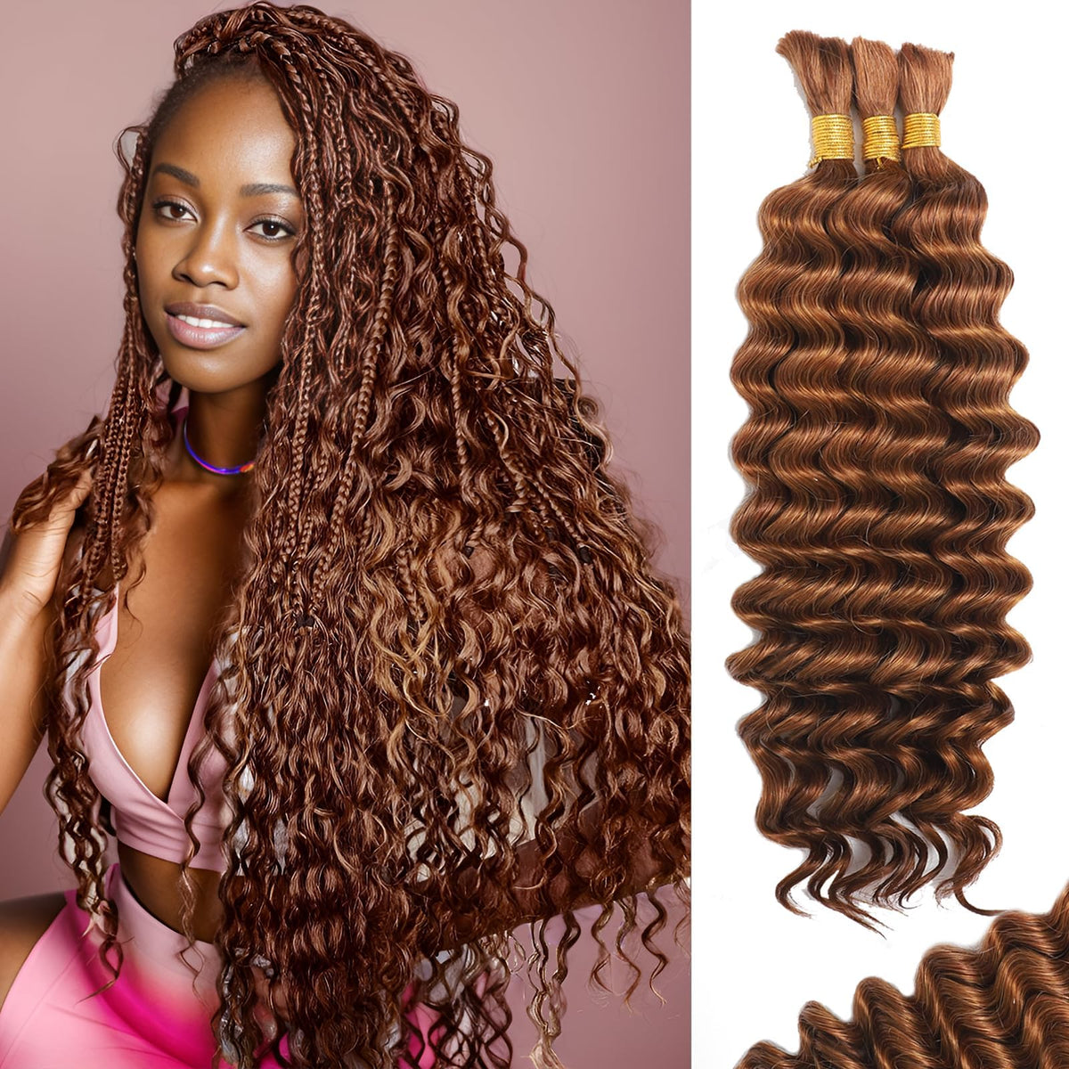 MOTFIN Human Braiding Hair 20 Inch Curly Wave front view