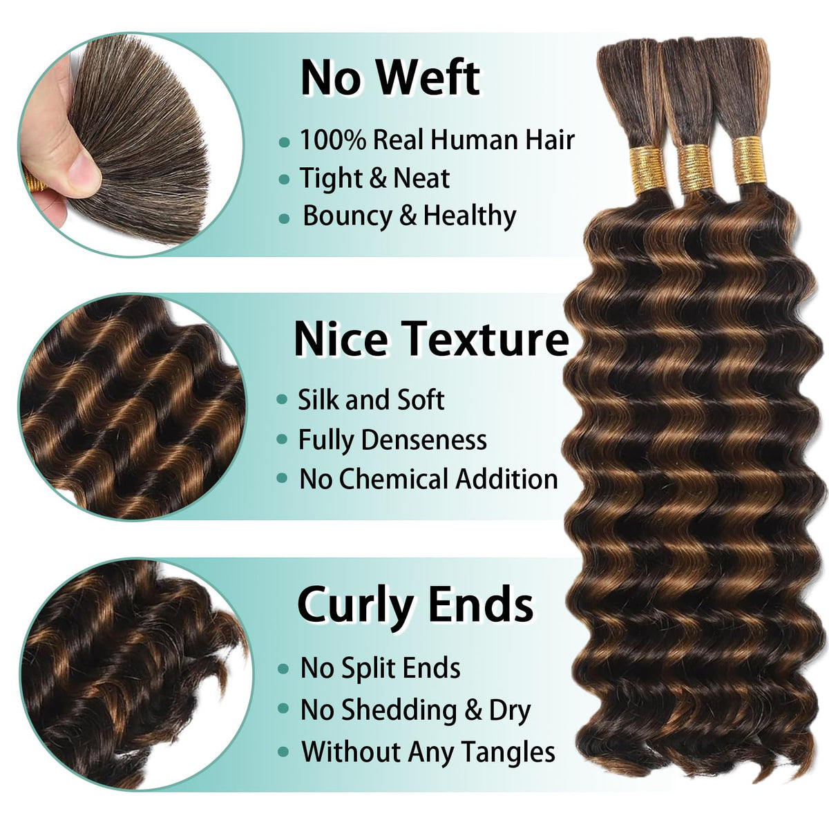 MOTFIN Human Braiding Hair 20 Inch Curly Wave packaging