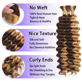 MOTFIN Human Braiding Hair 24 Inch Curly Wave side view