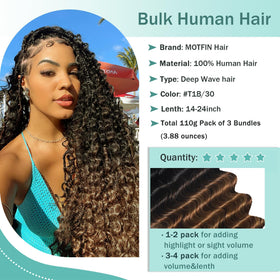 MOTFIN Human Braiding Hair displayed with accessories