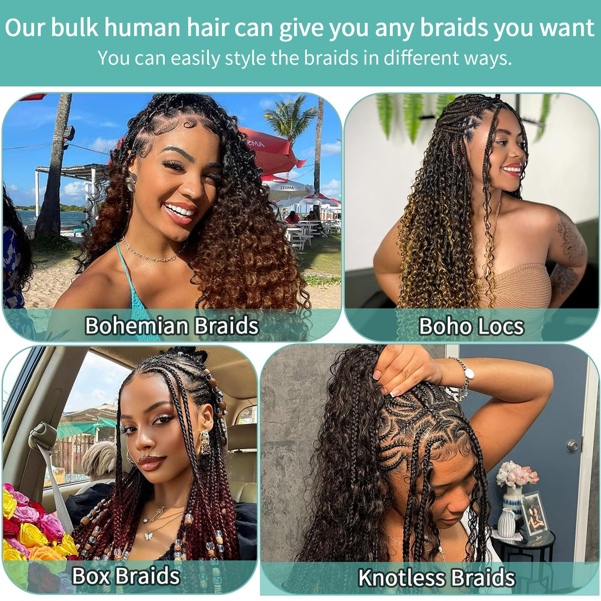 MOTFIN Human Hair for boho braids styled