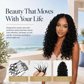 MOTFIN Miracle Knots Burmese Curly Crochet Hair 18in in natural light