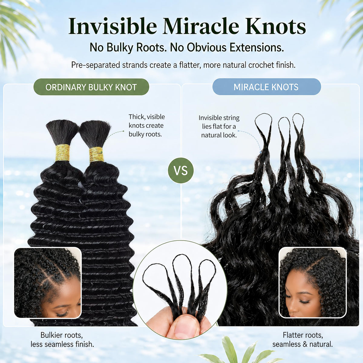 MOTFIN Miracle Knots Burmese Curly Crochet Hair 20 ins bundle side view
