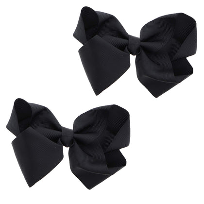 Motique Accessories Grosgrain Bow Clip Set of 2 in Black, front view