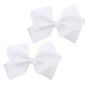 Motique Accessories Grosgrain Bow Clip set of 2 in white, front view