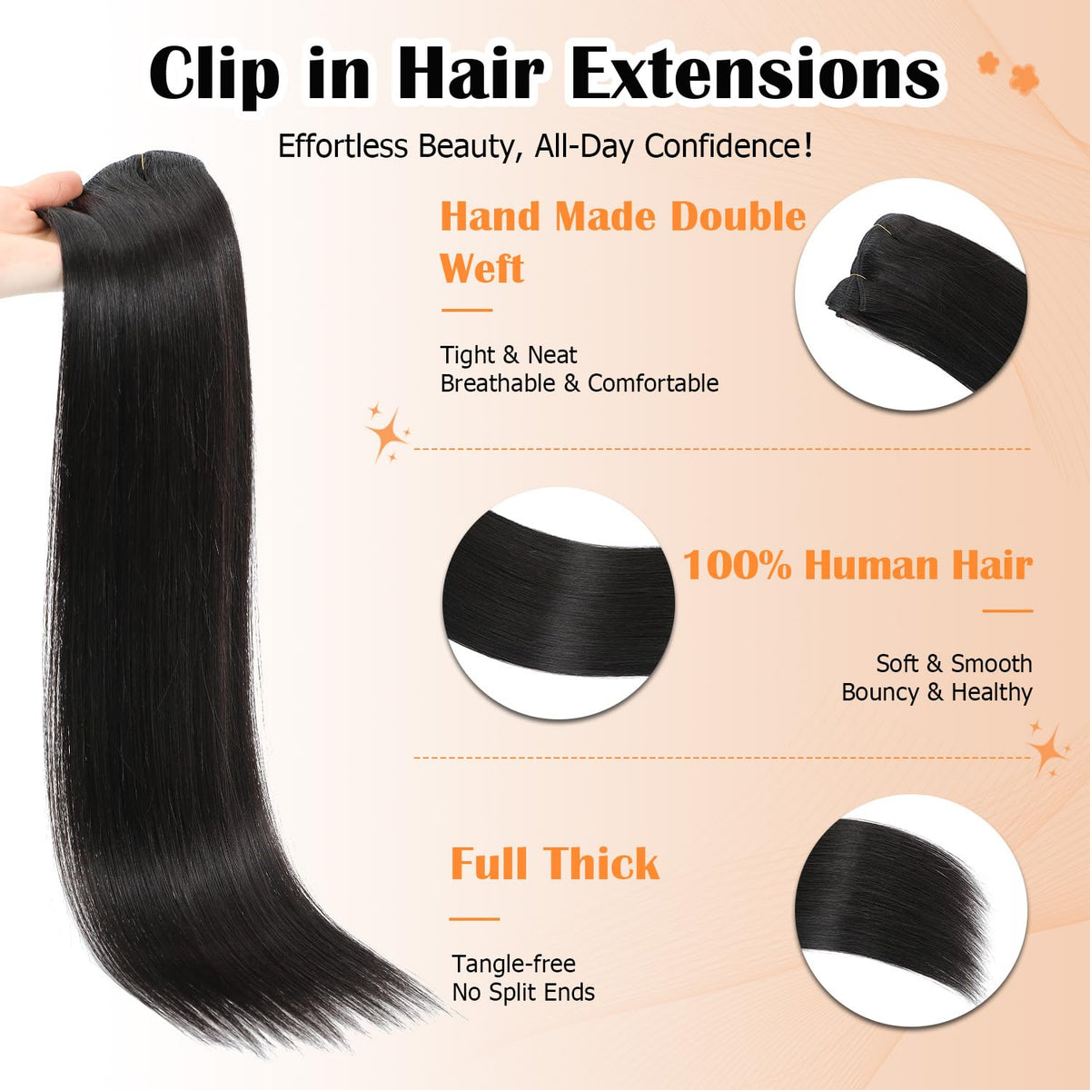 moucyo Clip in Hair Extensions close-up of clips