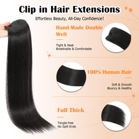 moucyo Clip in Hair Extensions close-up of clips