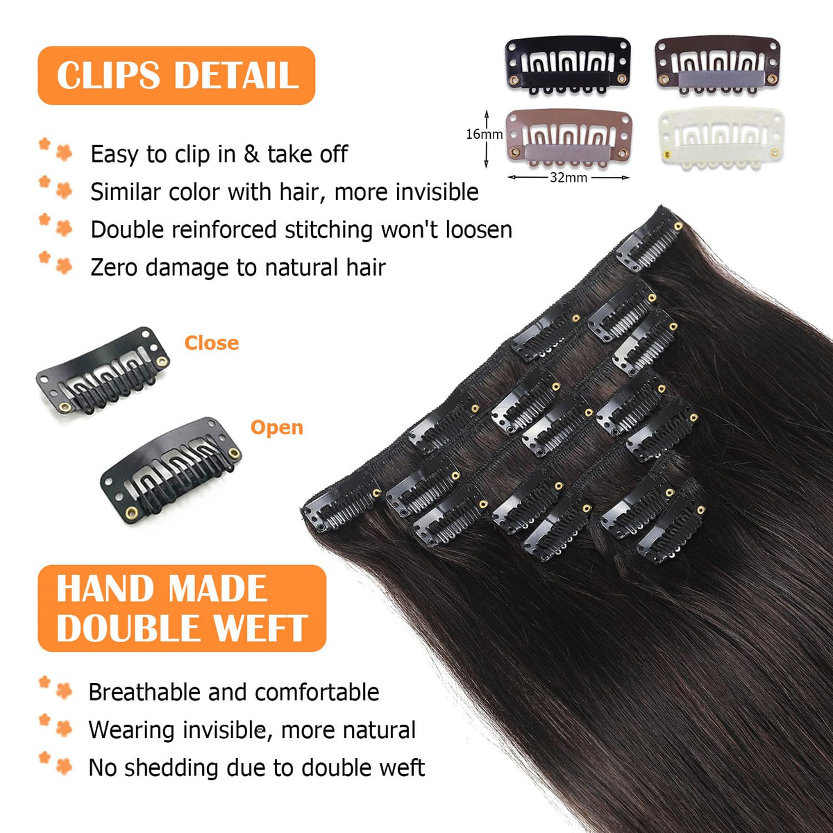moucyo Clip in Hair Extensions in packaging
