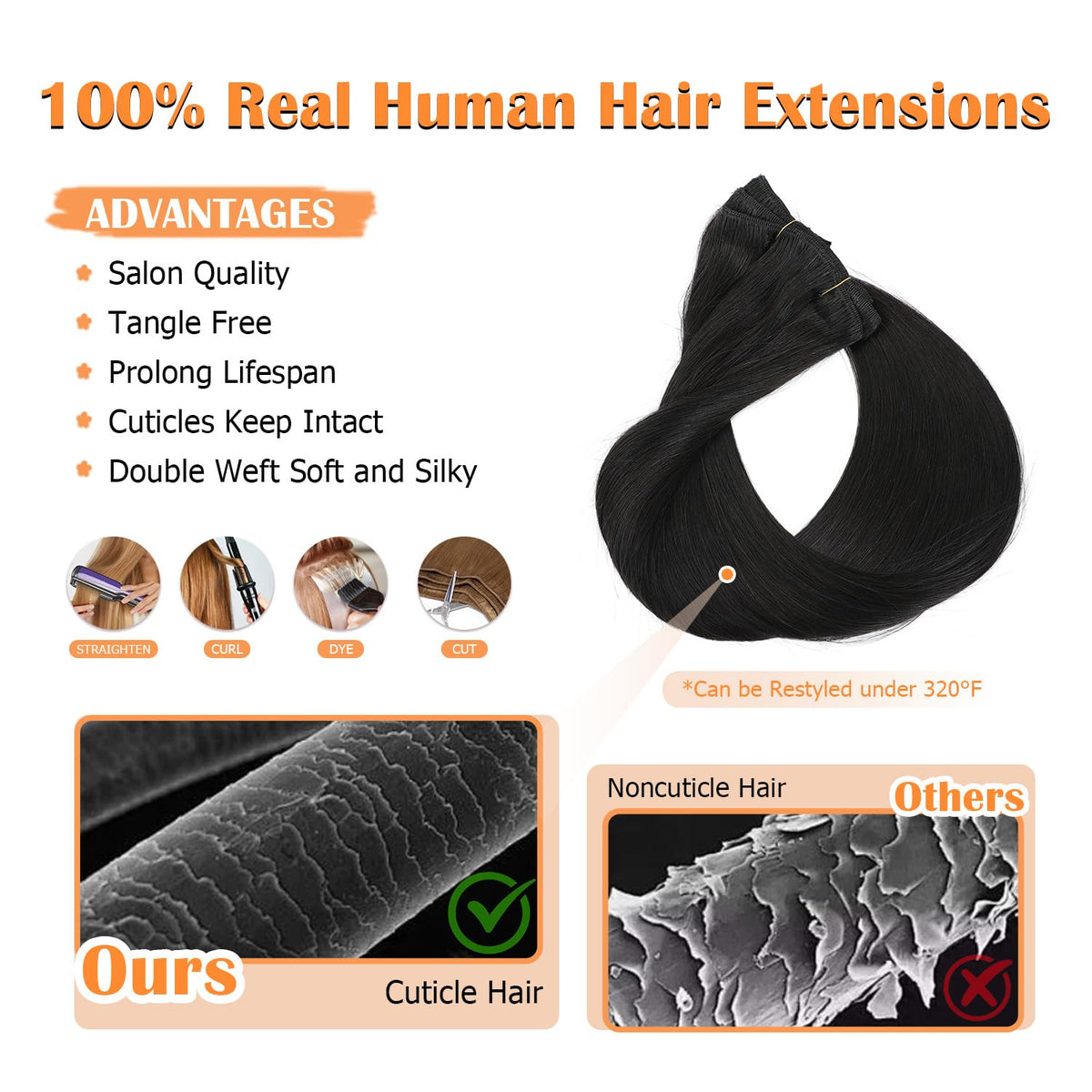 moucyo Clip in Hair Extensions styled on a mannequin