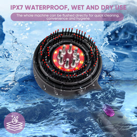 MPADQ Scalp Massager displayed with essential oils
