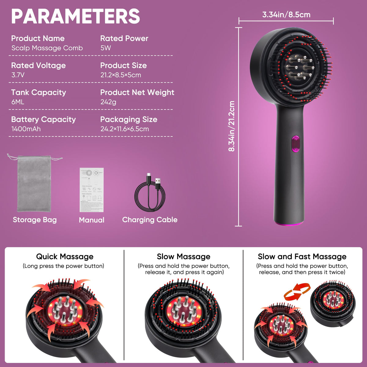 MPADQ Scalp Massager with transparent liquid scale