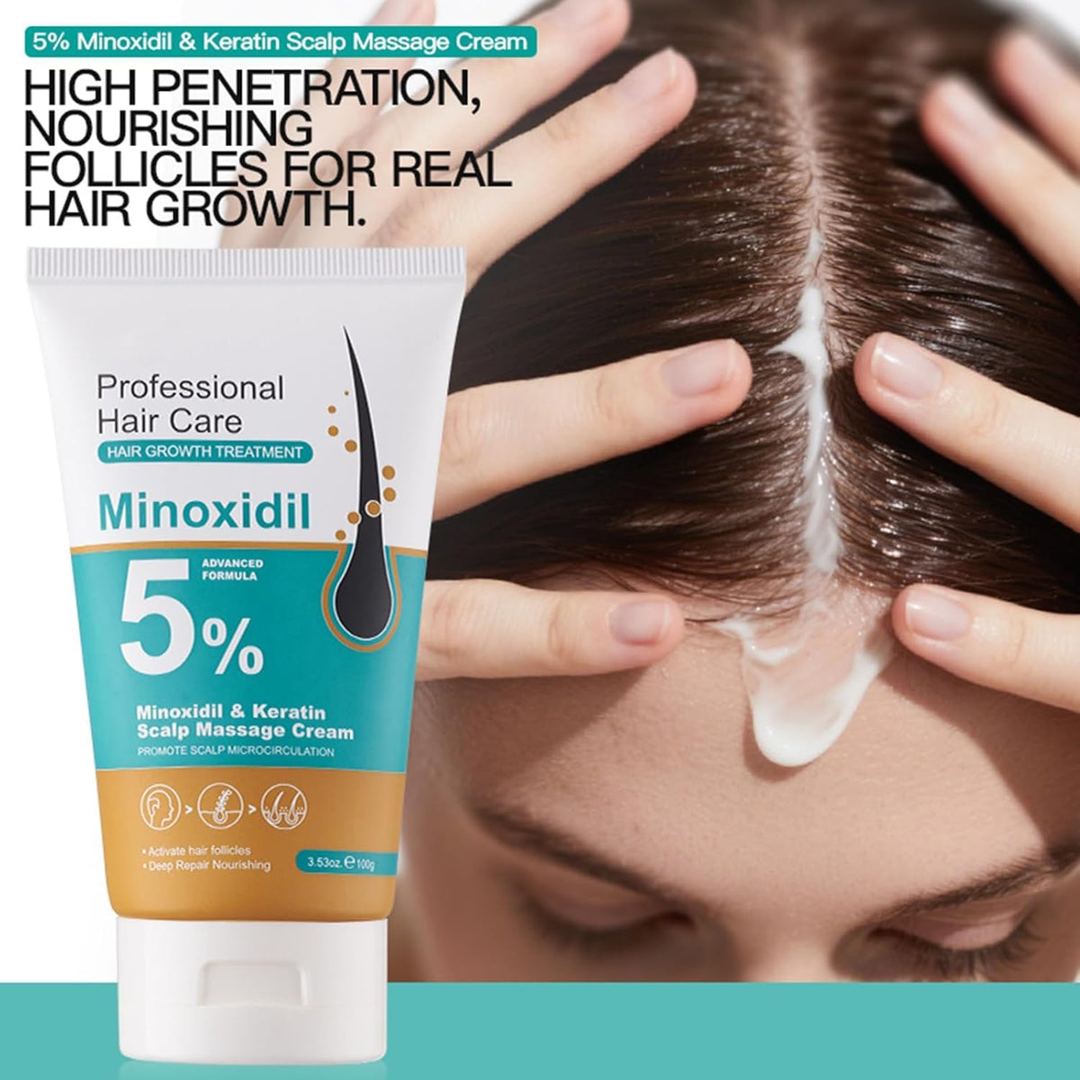 MQN 5% Minoxidil Hair Growth Scalp Massage Cream packaging