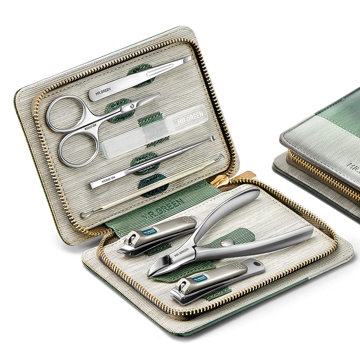 MR.GREEN 8 in 1 Manicure Set with PU Leather Case front view