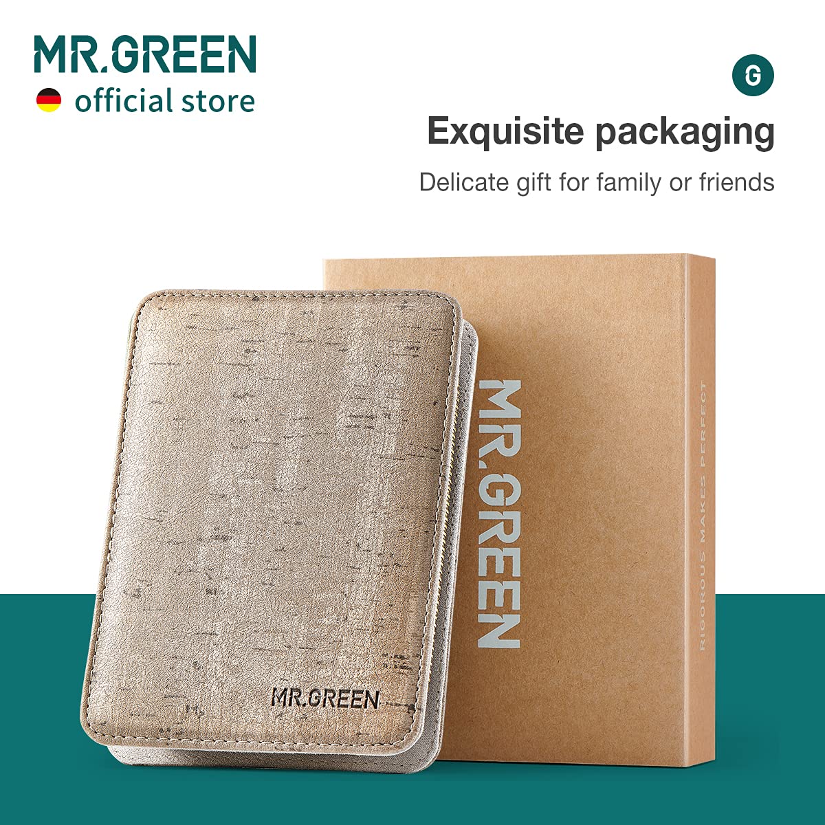 MR.GREEN manicure set displayed with elegant background