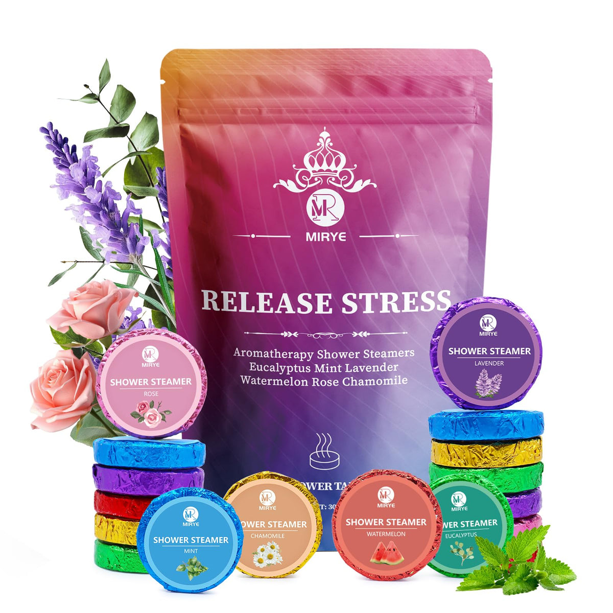 MR MIRYE 18-Pack Shower Steamers assorted scents front view