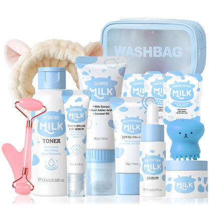 MrCuvaryas Milk Skin Care Gift Set for Kids 14 pieces front view