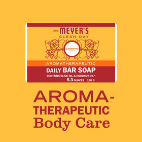 Mrs. MEYER'S Clean Day Clementine Bar Soap in a bathroom setting