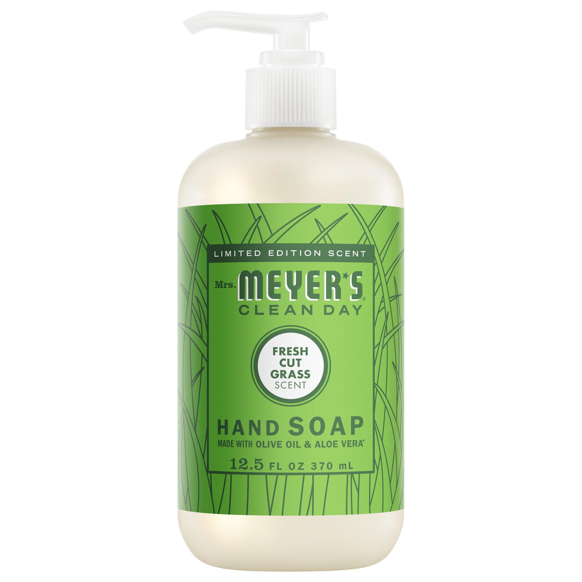 Mrs. MEYER'S Clean Day Hand Soap Fresh Cut Grass 12.5 Fl Oz bottle front view