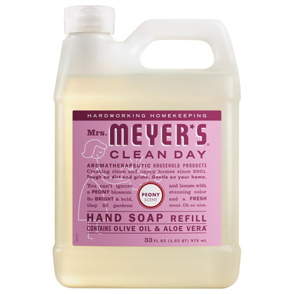 Mrs. MEYER'S Clean Day Liquid Hand Soap Refill Peony Scent 33 fl oz front view