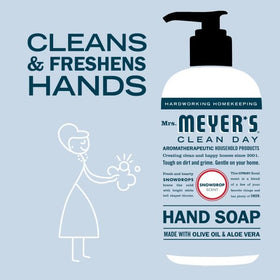 Mrs. MEYER'S Clean Day Liquid Hand Soap Snowdrop scent with floral background