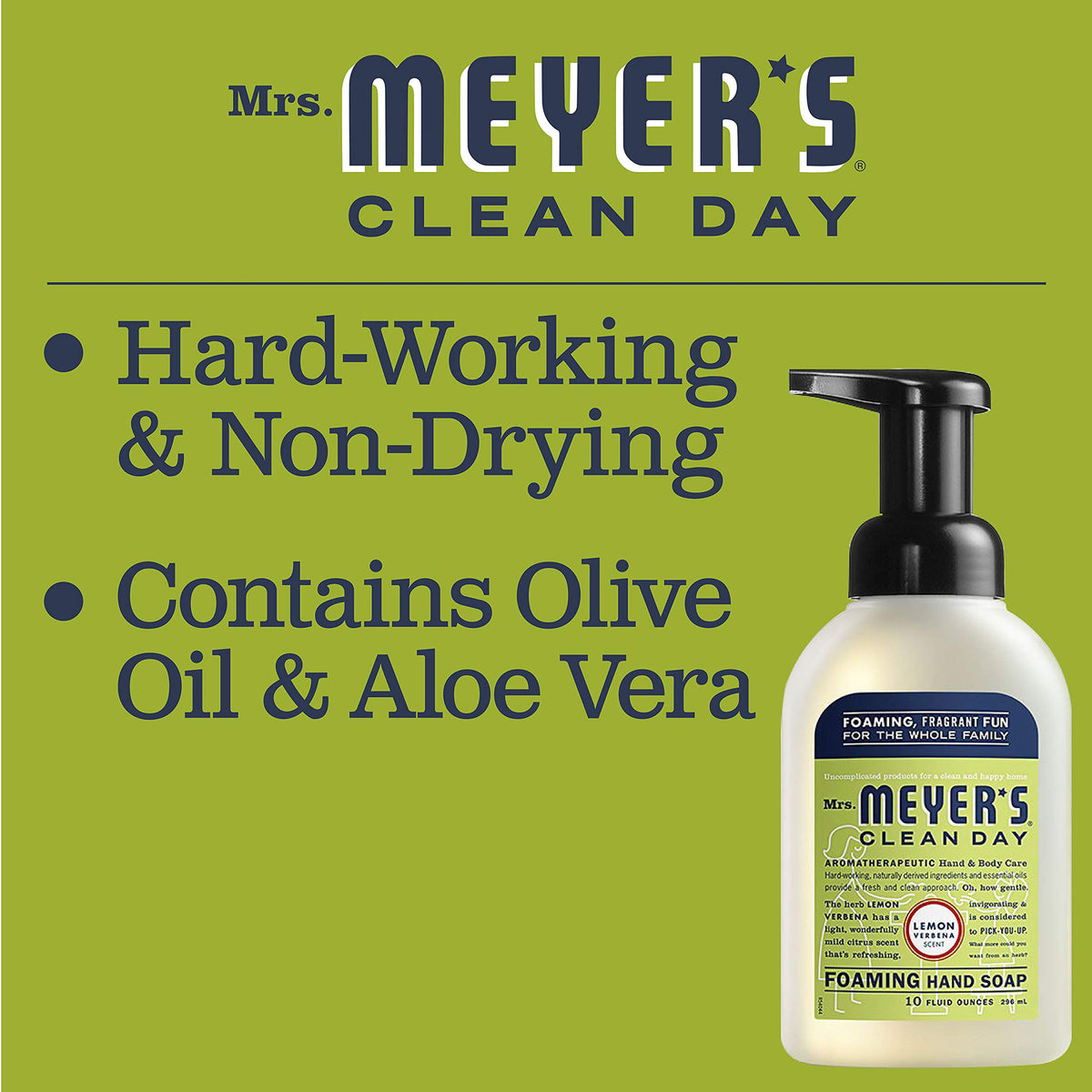Mrs. MEYER'S Foaming Hand Soap Lemon Verbena in a bathroom setting