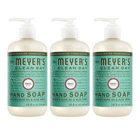 Mrs. MEYER'S Hand Soap Basil Scent 12.5 Fl Oz Bottle front view