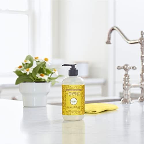 Mrs. MEYER'S Hand Soap Daisy Scent with floral background