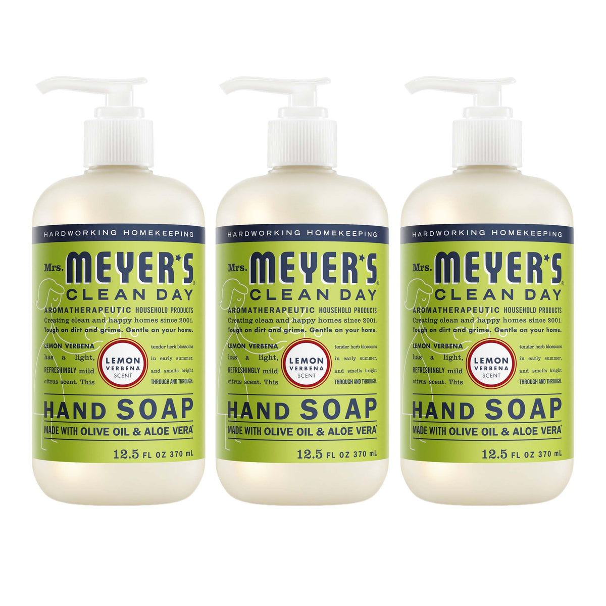 Mrs. MEYER'S Hand Soap Lemon Verbena 12.5 Fl Oz bottle front view