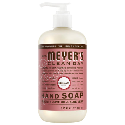 Mrs. MEYER'S Hand Soap Rosemary Scent 12.5 Fl Oz Bottle front view