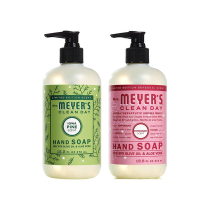 Mrs. MEYER'S Hand Soap Variety 848g front view with Iowa Pine and Peppermint scents