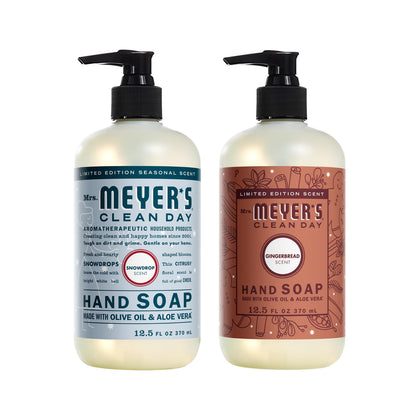 Mrs. MEYER'S Hand Wash Snow Drop + Gingerbread 12.5 Oz front view