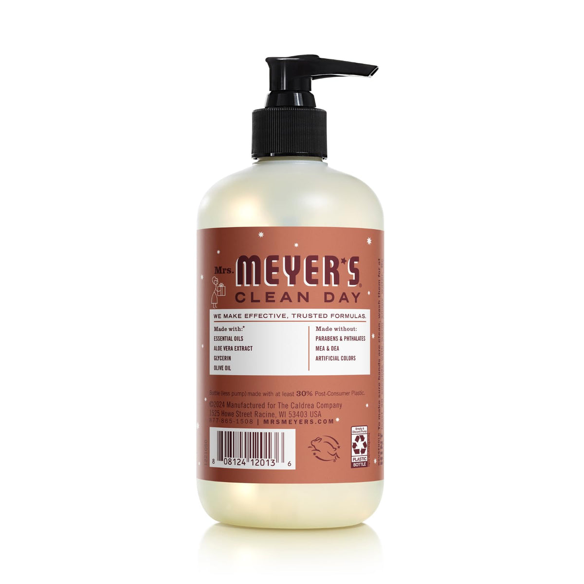 Mrs. MEYER'S Hand Wash Snow Drop + Gingerbread on a kitchen counter