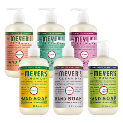 Mrs. MEYER'S Hand Wash Variety Pack front view with 6 bottles