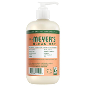 Mrs. MEYER'S Liquid Hand Soap Honeysuckle bottle with floral background