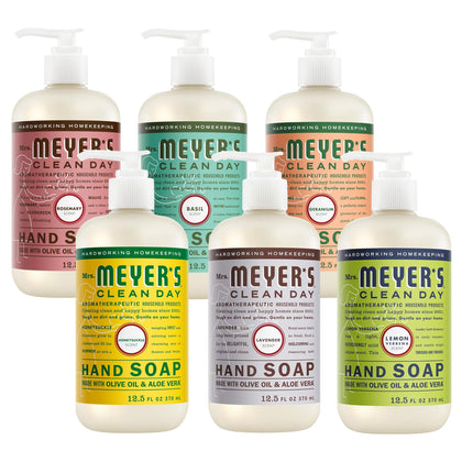 Mrs. MEYER'S Liquid Hand Soap Variety Pack front view with six bottles